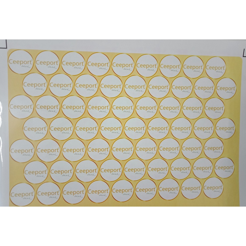 (Large Sheet) 72 Ceeport Purifying Stickers - 3cm round Halfcut Logo ...