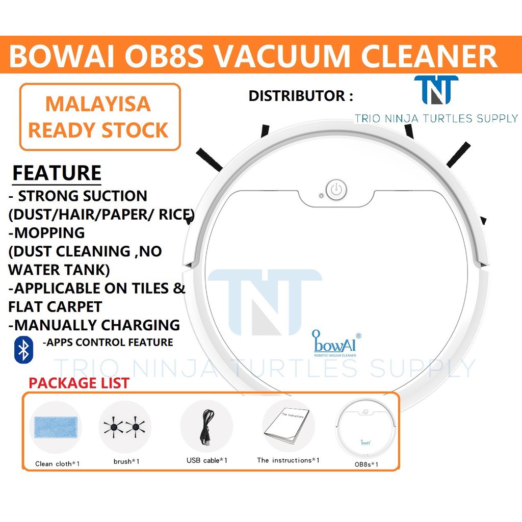 (READY STOCK) BOWAI OB8S ROBOT VACUUM CLEANER 3 IN 1( STRONG SUCTION ...