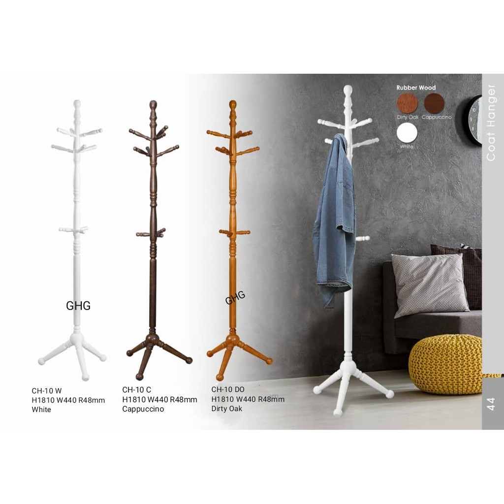 GHG 10 Solid Wooden Swivel Coat Rack Coat Hanger Hat Hanger Stand Shopee Malaysia