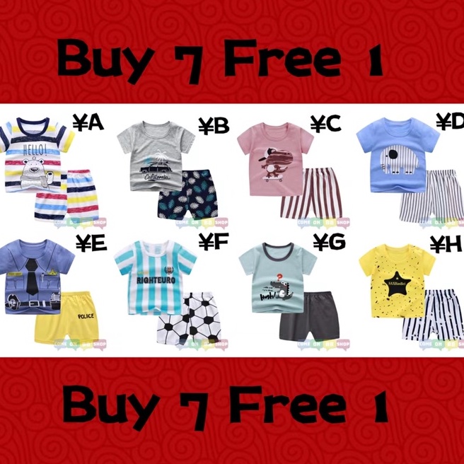 Baju Kids Budak Set Cotton Kids Clothes Short Sleeve Unisex Clothing