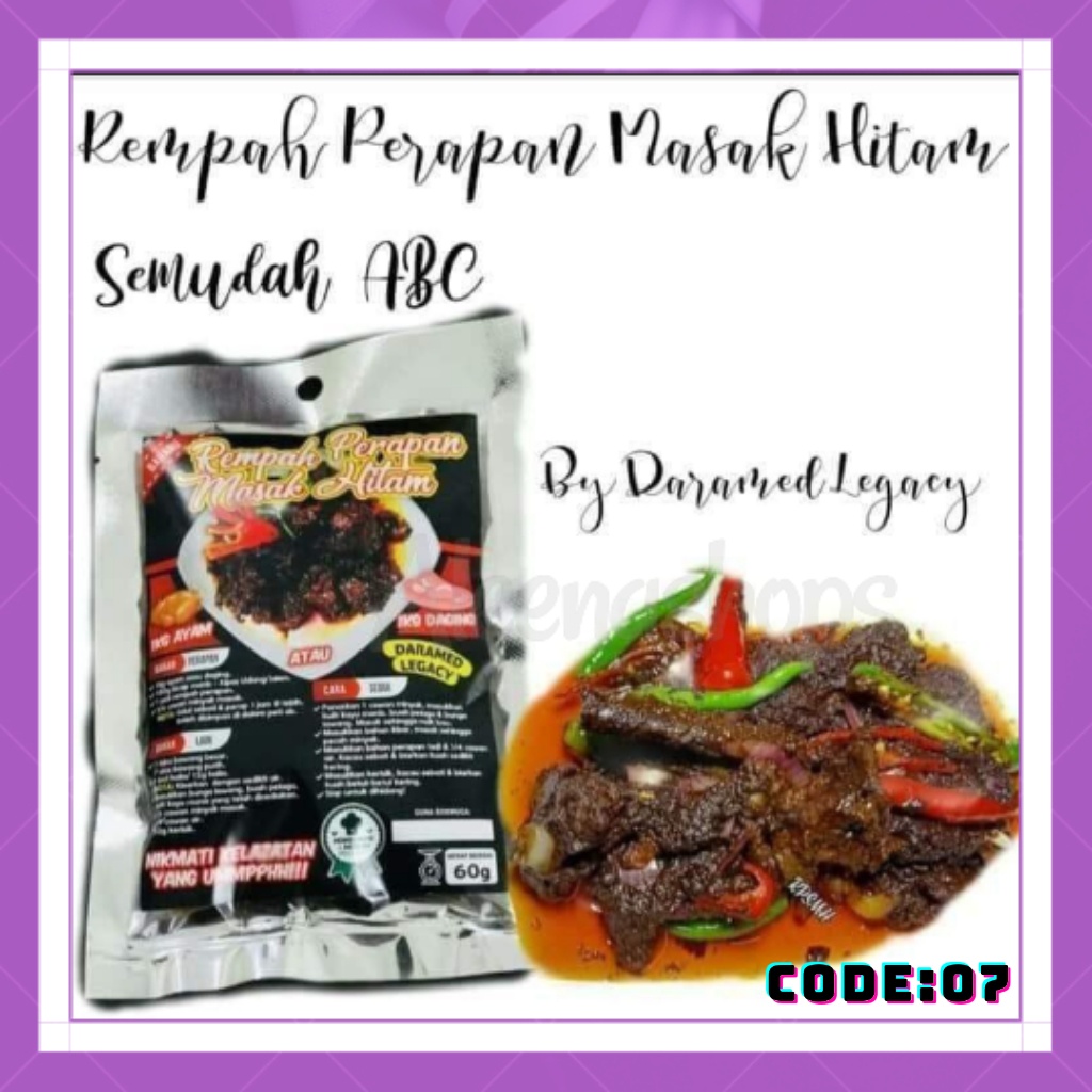 Daramed Legacy Rempah Perapan Masak Hitam Percuma Rempah 3 Sekawan