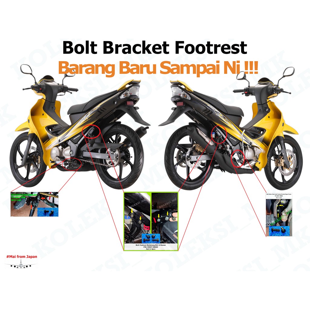 Yamaha 125ZR Flange Bolt & Button Bolt Ikat Bracket Footrest Depan