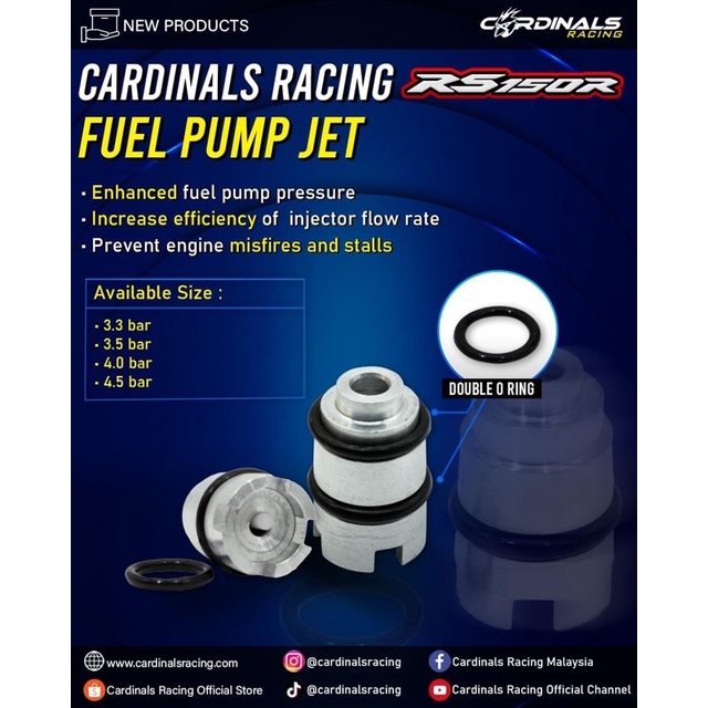 CARDINALS RACING FUEL PUMP JET & ADAPTOR Y15ZR RS150 FZ150i R15 2.5