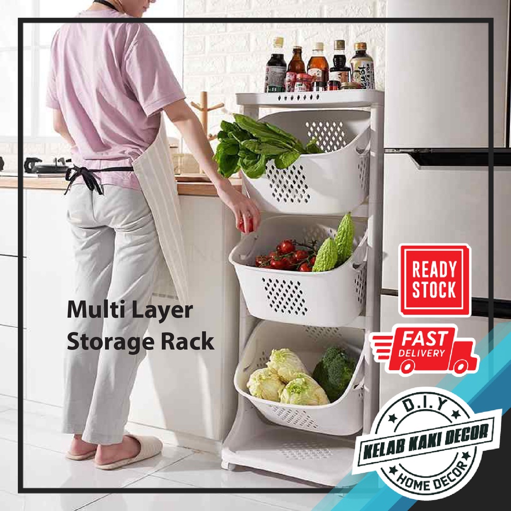 Multi-Layer Fruit And Vegetable Storage Rack Trolley Storage Basket ...