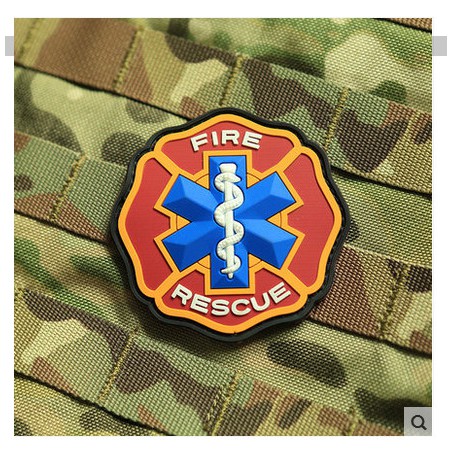 FIRE & RESCUE 3D PVC EMS MEDIC RED BLUE CROSS COLOR PATCH FIRE RESCUE ...