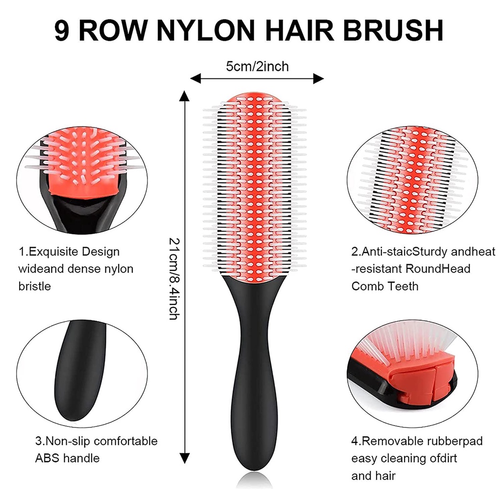 Readystock 9 Rows Nylon Bristle Cushion Brush Denman Dupe Shopee Malaysia