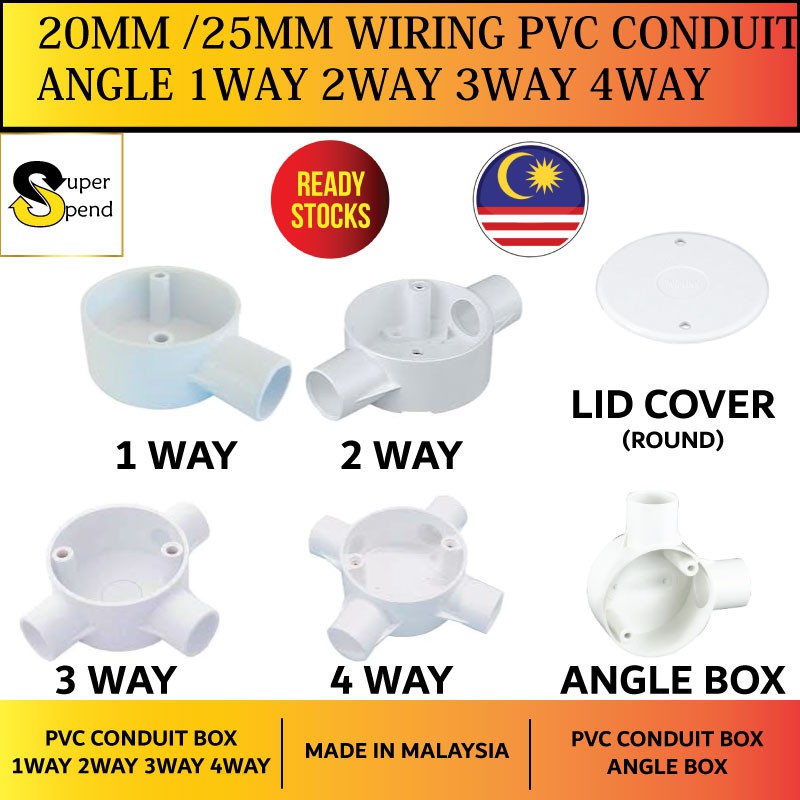 [ 20mm / 25mm ] Wiring PVC Conduit Angle 1 way 2 way 3 way 4 way Box