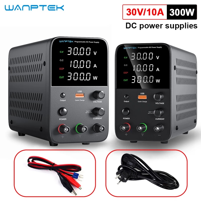 Wanptek Adjustable DC power supply 30V 10A USB Digital Lab Bench Power ...