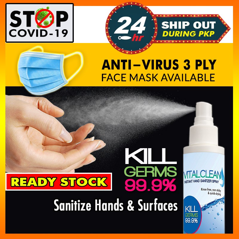 READY STOCK*Vital Clean 50ml Instant Hand Sanitizer / Sanitiser / Disinfectant Spray/Kill Germs