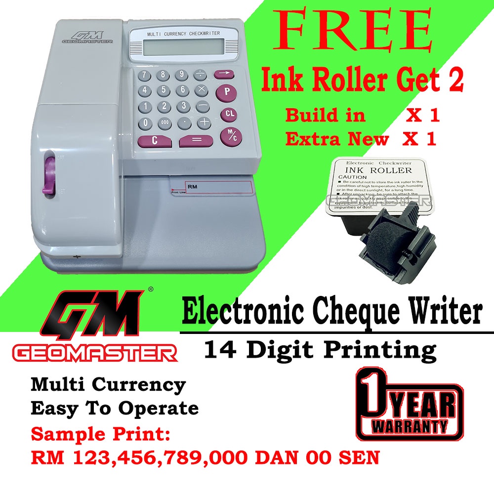 Geomaster cheque writer multi currency check writer cheque printer