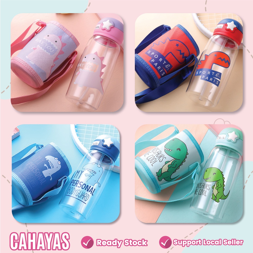 [Ready Stock] Cute Dinosaur Kids Drinking Water Bottle With Strap