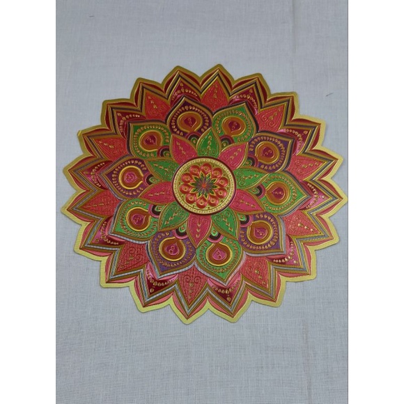 Rangoli Sticker Kolam Sticker Gold Kolam 3D 10 inch | Shopee Malaysia
