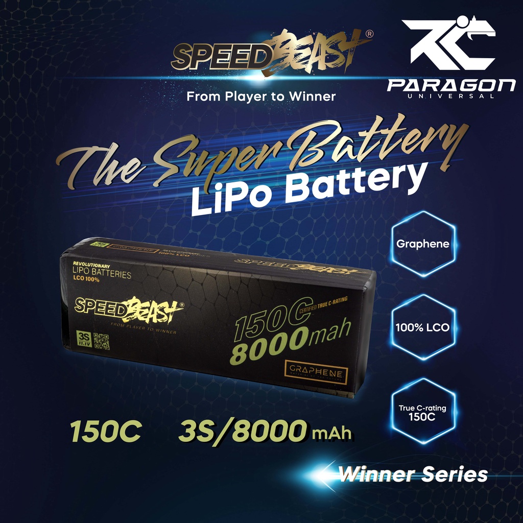SpeedBeast Graphene 3S 11.1V 8000mAh 150C 300C LCO Lipo Battery for RC ...