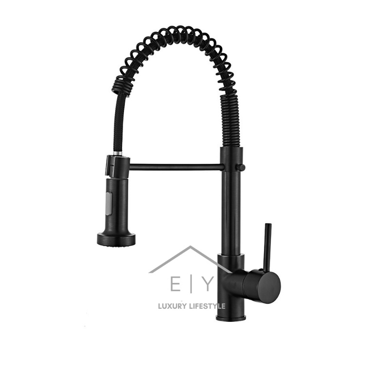 Kitchen Basin Sink Faucet Black Color Kitchen Mixer Taps Pull Out 360