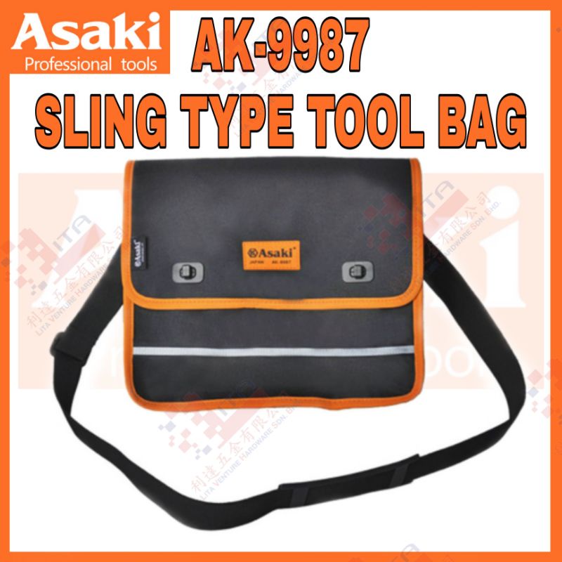 ASAKI JAPAN AK-9987 SLING TYPE TOOL BAG HEAVY DUTY SHOULDER TOOL BAG