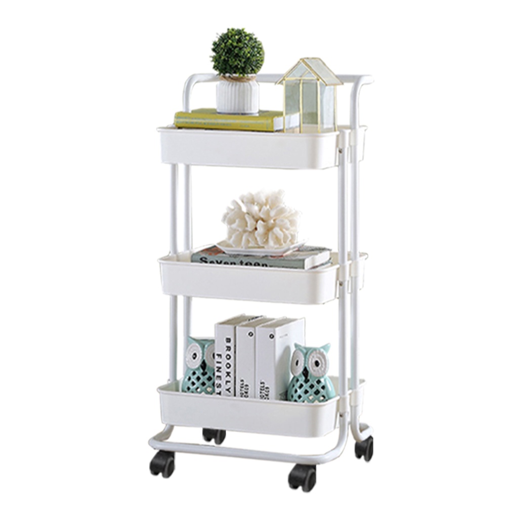 Innohut Storage Cart 3 Tier Multi-functional Plastic Tray Trolley Rack 