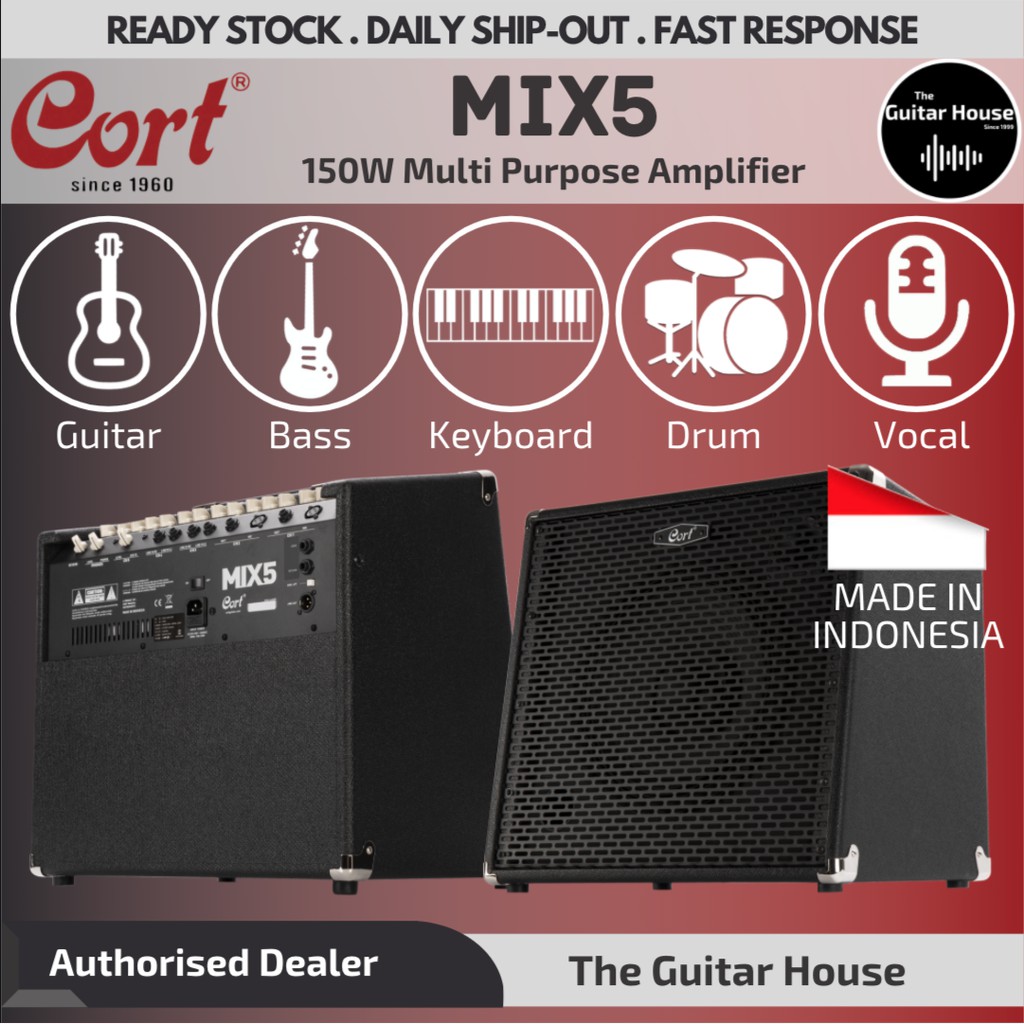 Cort MIX5 150watt 5-channel Multi-Purpose Amplifier (Guitar/Bass ...