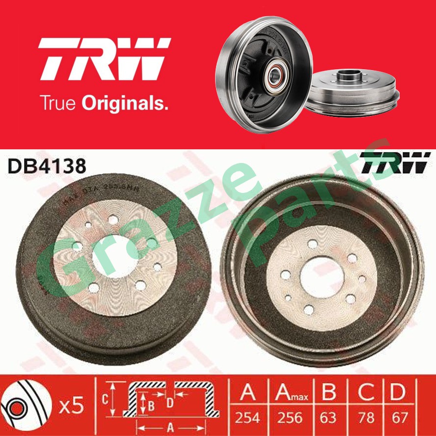 Peugeot 206 98-06 Rear 2 Brake Drums Fitted Wheel Bearing Abs Rings - View #6