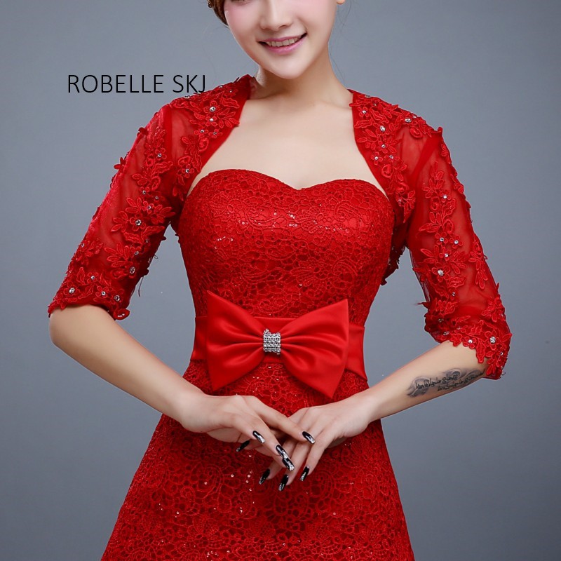 Red bolero jacket for best sale evening dress