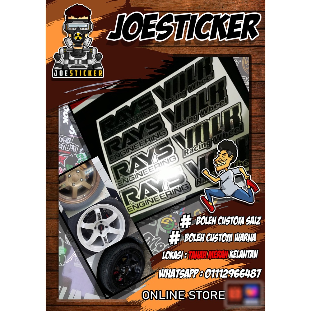 [Sticker Rim] Volk Rays TE37 Super Chrome. Sesuai Untuk Saiz RIM 14, 15 ...