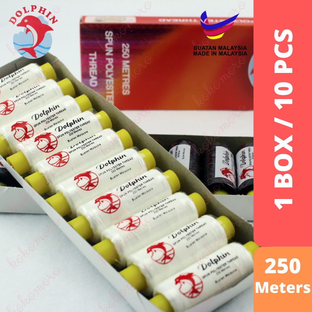 Dolphin Sewing Thread 250 Meter 1 BOX / Dolphin Benang Jahit 1 Kotak ...