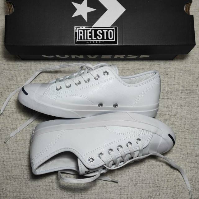 Converse Jack Purcell Ox White Leather | Shopee Malaysia