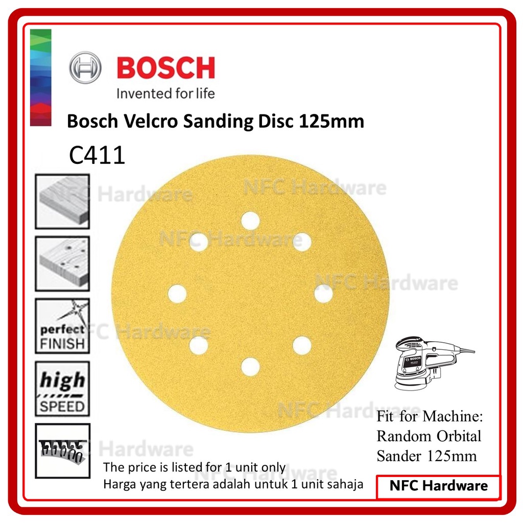 BOSCH Velcro Sandpaper 125mm 8 Hole C411 Shopee Malaysia