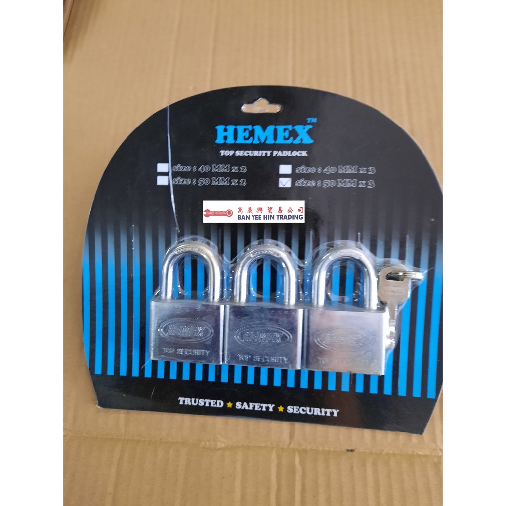 HEMEX H33# 50MM CHROME PADLOCK | Shopee Malaysia