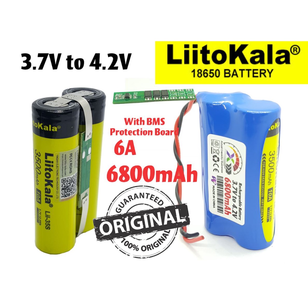 LiitoKala Lii 35S 18650 3.7V 4.2V 6800mAh Rechargeable Lithium li Ion ...