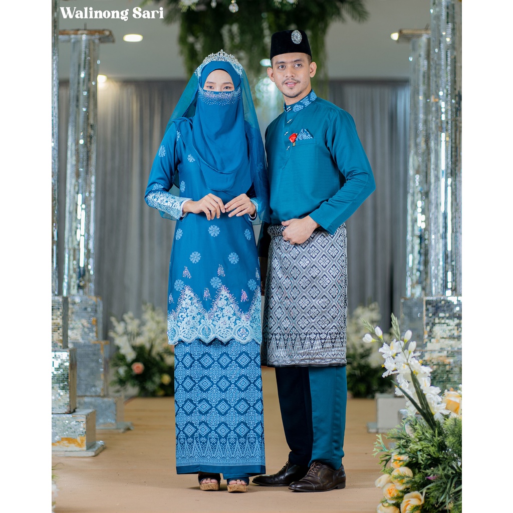 (TEAL BLUE) SET NIKAH/TUNANG KURUNG MODEN SONGKET WALINONG SARI+BAJU ...