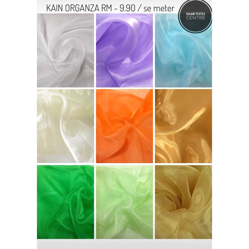 Kain Organza / Kain soft Organza / Fabric Organza/ bidang 45' inci ...