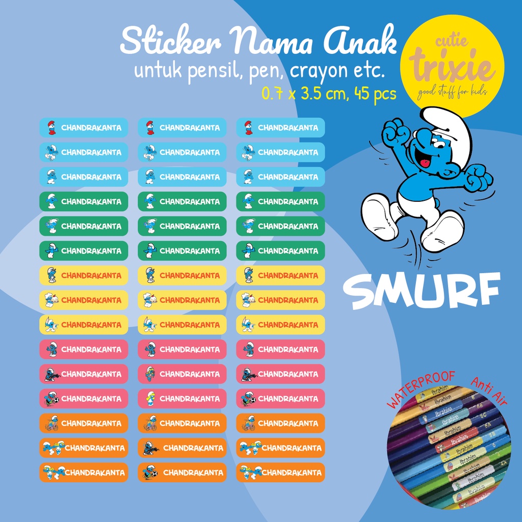 Smurf Pencil Name Label Sticker | Shopee Malaysia