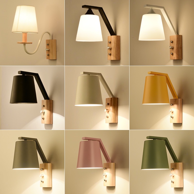LED Wall Light!Nordic Lamp Wooden Modern Minimalist Creative Living ...