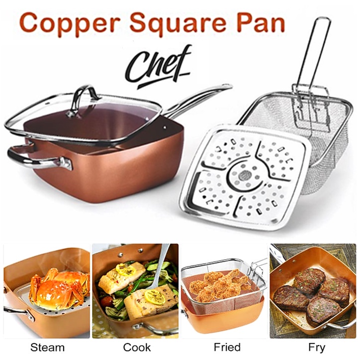 Copper square shop casserole pan