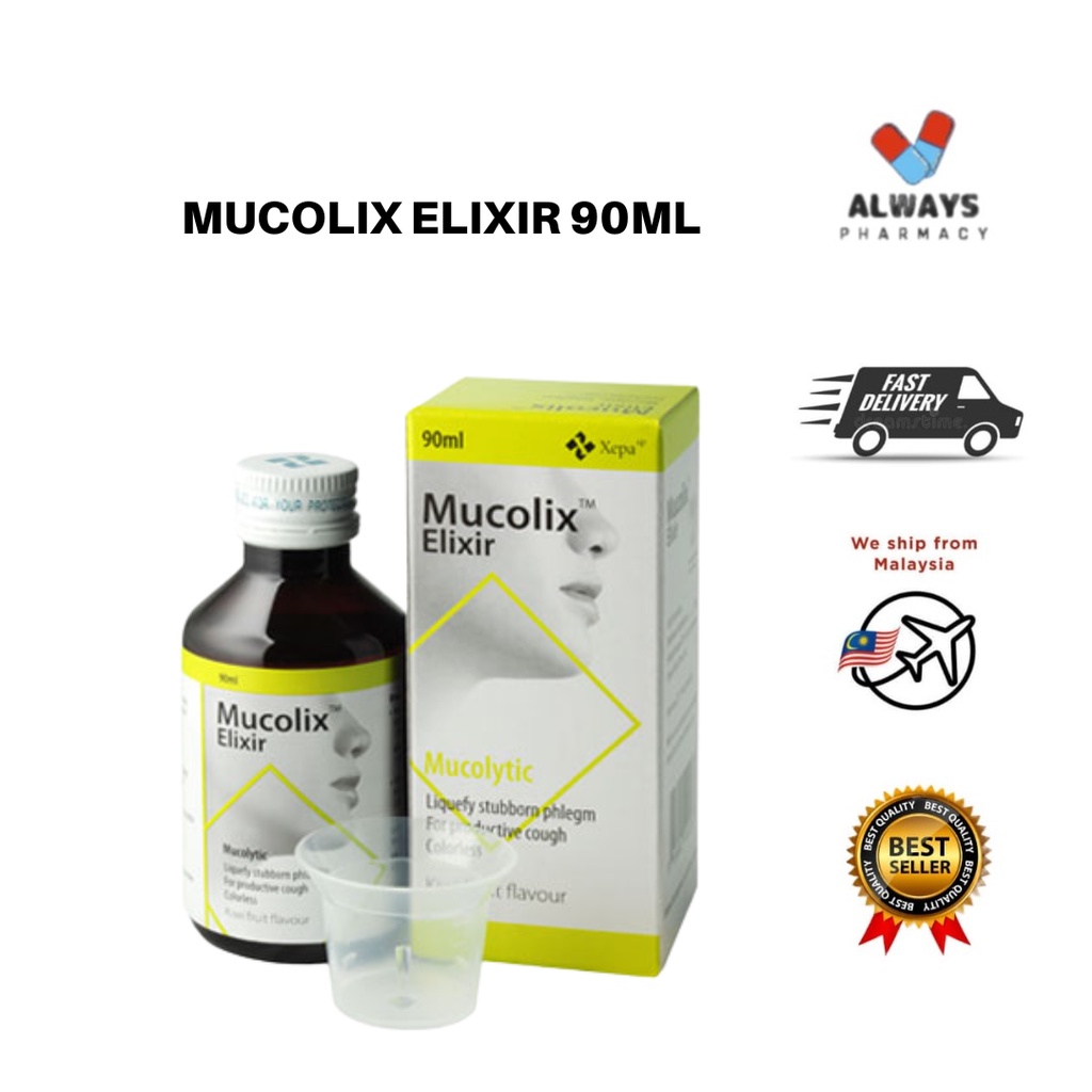 MUCOLIX ELIXIR 90ML PERISA KIWI UNTUK BATUK BUDAK BROMHEXINE SYRUP 90ML Shopee Malaysia
