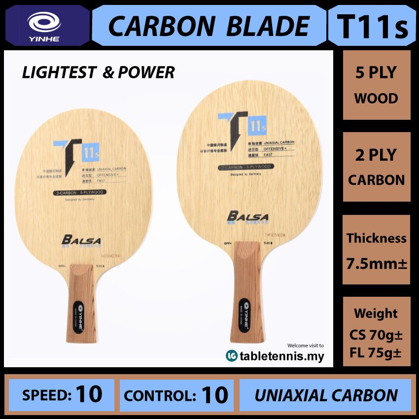 Yinhe T11s T11S Lightest Balsa Carbon Blade Table Tennis Bat Paddle Racket Ping Pong Raket