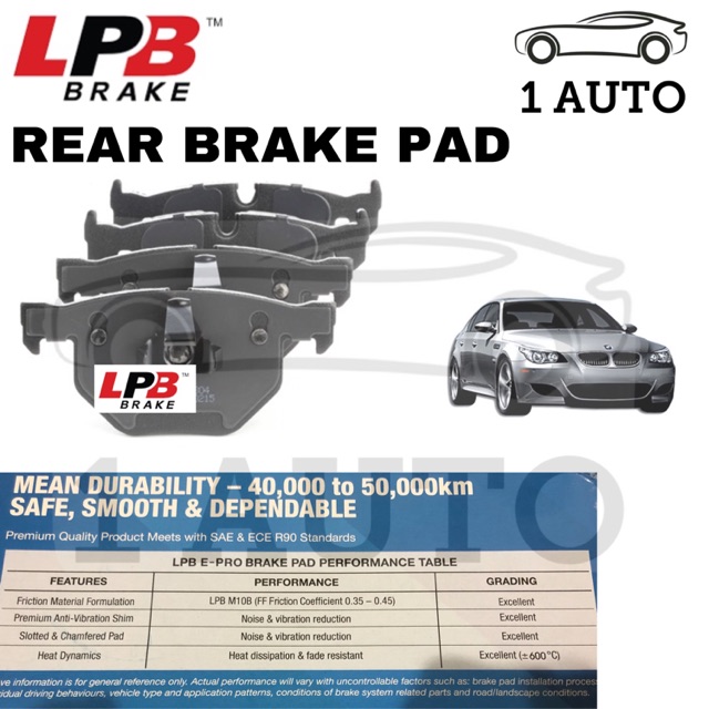 LPB E-PRO SEMI METALLIC REAR (BELAKANG) BRAKE PAD BMW E60 520d