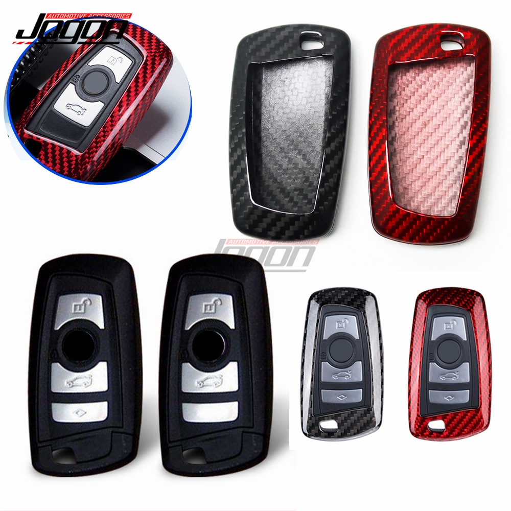 Carbon Fiber Exterior Remote Smart Key Case Key Fob Holder For BMW 3 4 ...
