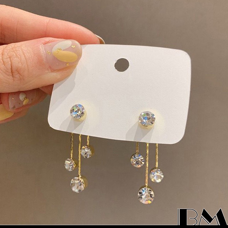 Korean Style Pearl Rhinestone Long Tassel Earrings For Women Shopee