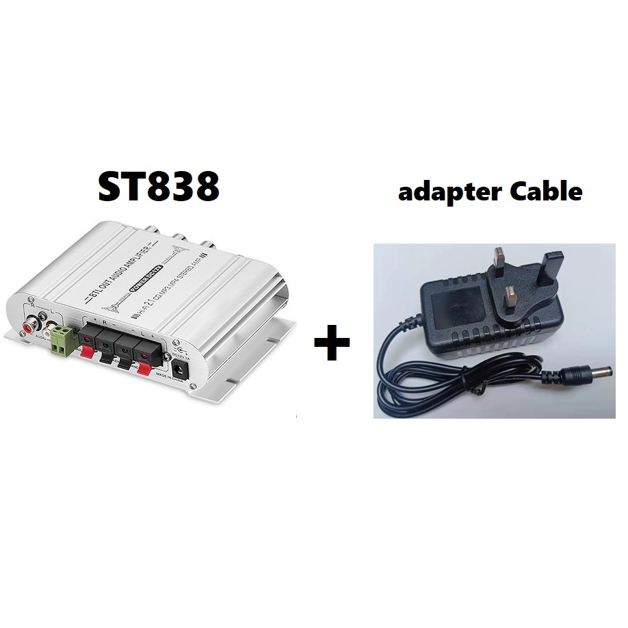 ST-838 2.1CH Power Amplifier Digital Car Amplifier Hi-Fi Stereo Bass ...