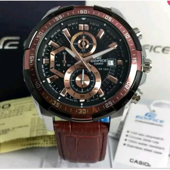 Casio Edifice EFR 539 Chronograph Premium Leather Strap Shopee Malaysia