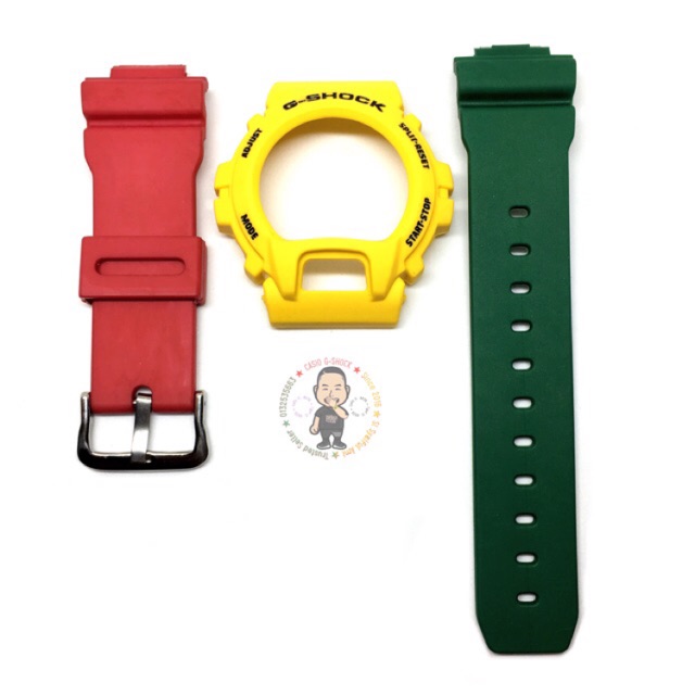 Band & Bezel Custom RASTA Original Casio Gshock DW-6900 Watch