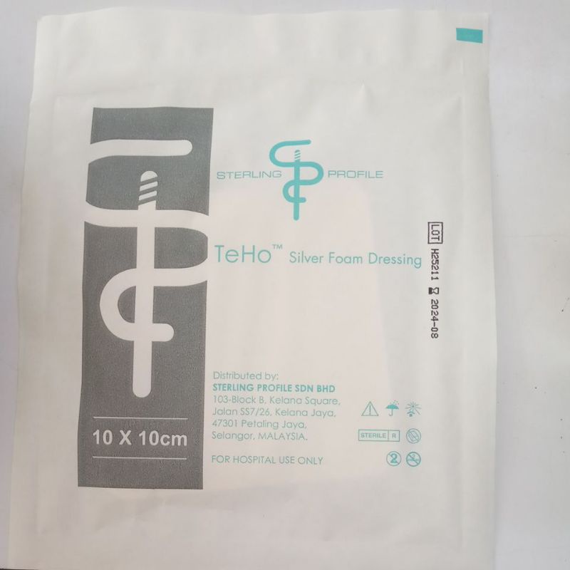 teho silver foam dressing TEHO FOAM DRESSING 10CMX10CM 10'S (1 BOX) / TEHO SILVER 10'S (1 BOX)