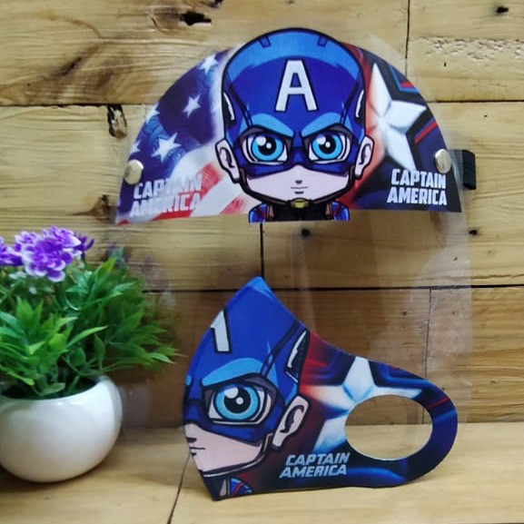 Babyhug 2 to 4 Years Washable & Reusable Knit Face Mask Captain America- Pack of 3 main image 1