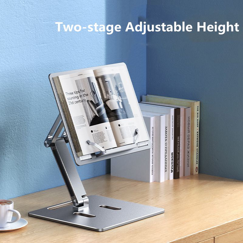 OATSBASF Adjustable Book Stand - Foldable Holder For Books, Tablets, Laptops & Cooking - Multi-Angle, Height-Adjustable (Silver) - View #11