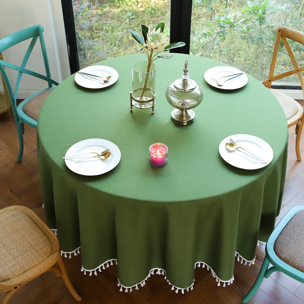 Lace round table cloth household cotton and linen household large round