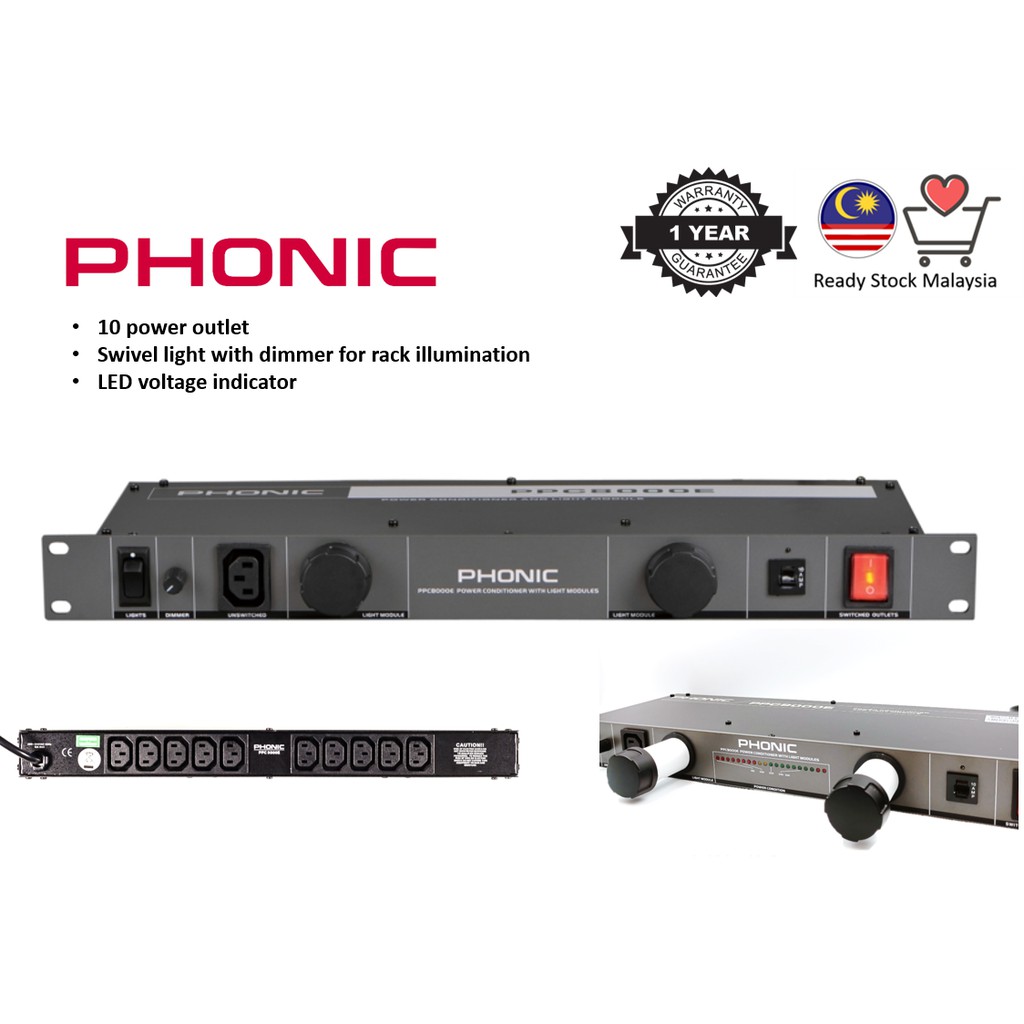 **READY STOCK MALAYSIA** PHONIC PPC9000E POWER CONDITIONER WITH 10