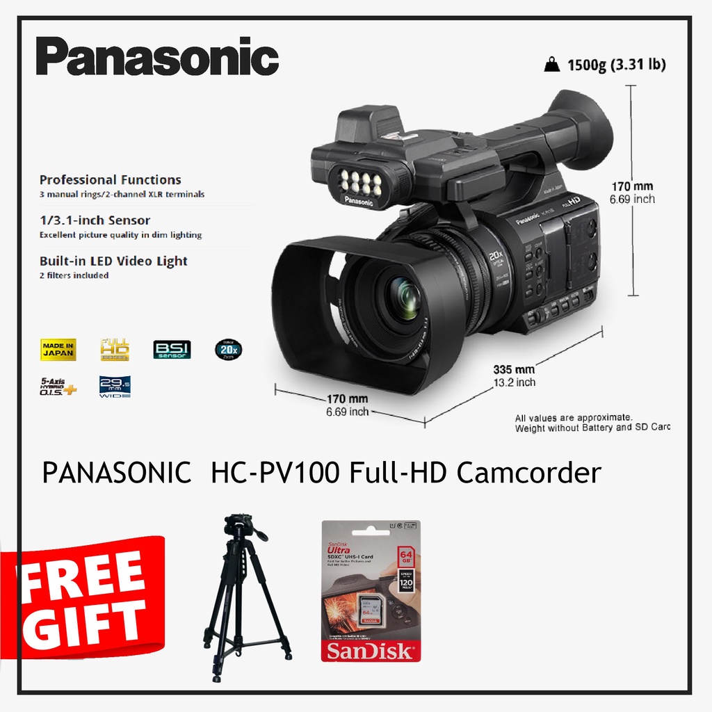 PANASONIC HC-PV100 Full-HD Camcorder | Shopee Malaysia