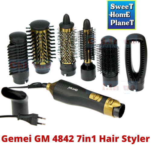 Gemei GM 4842 7 in1 Multifunctional Blowing Comb Hot Air Brush Set