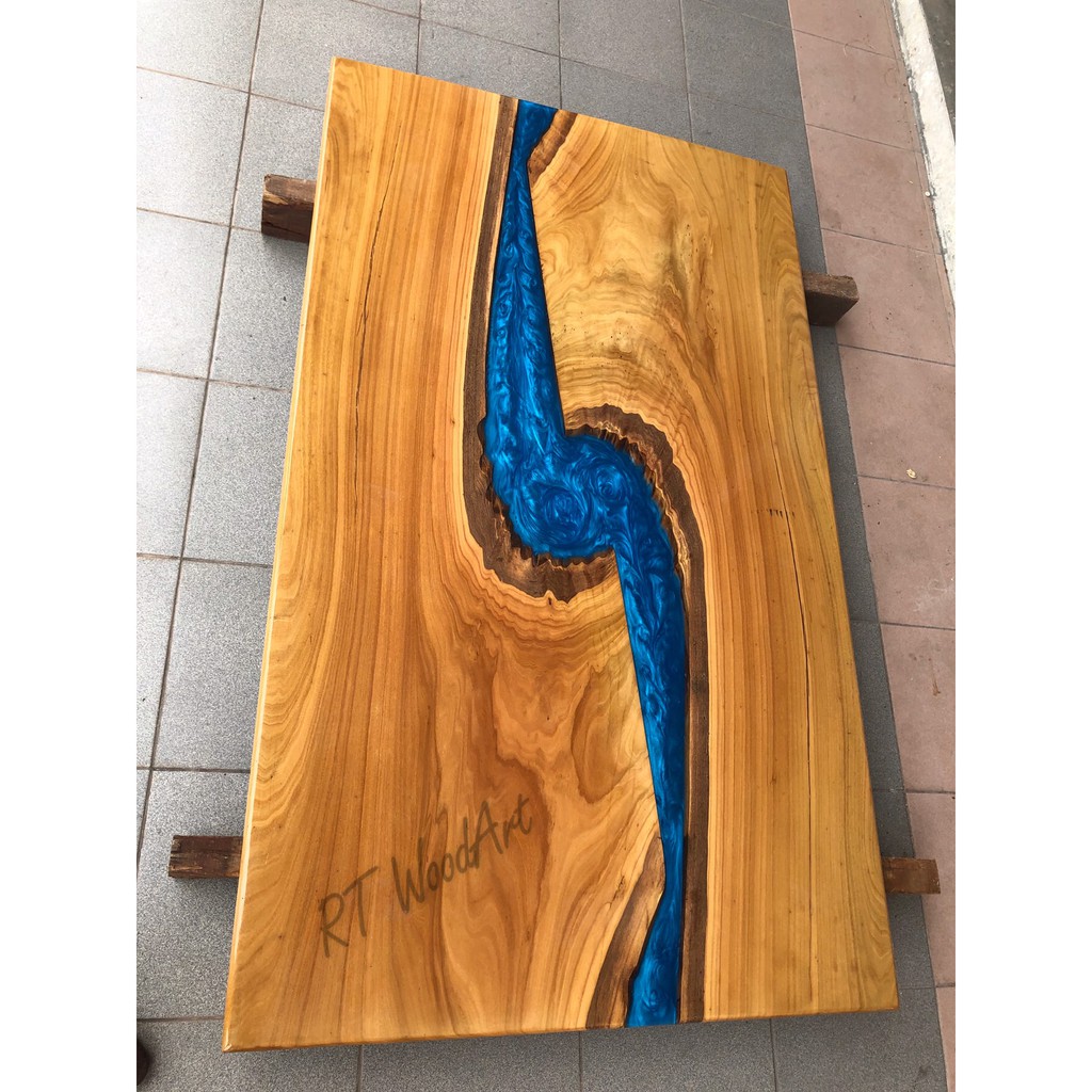 Chengal Epoxy River TableTop / Dining Table | Shopee Malaysia